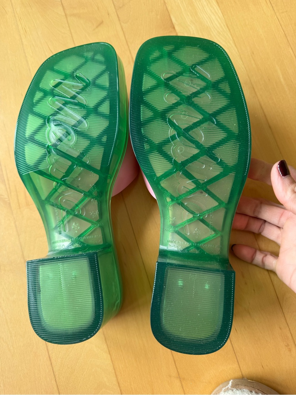 Melissa x Lazy Oaf Pink & Lilac Flower Slide Sandals - Picture 2 of 3